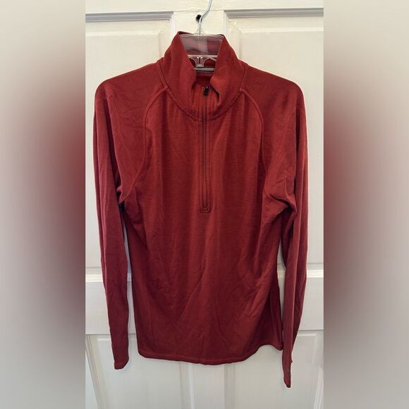 Smartwool Red Merino 250 Base Layer Half Zip Large - Picture 1 of 5
